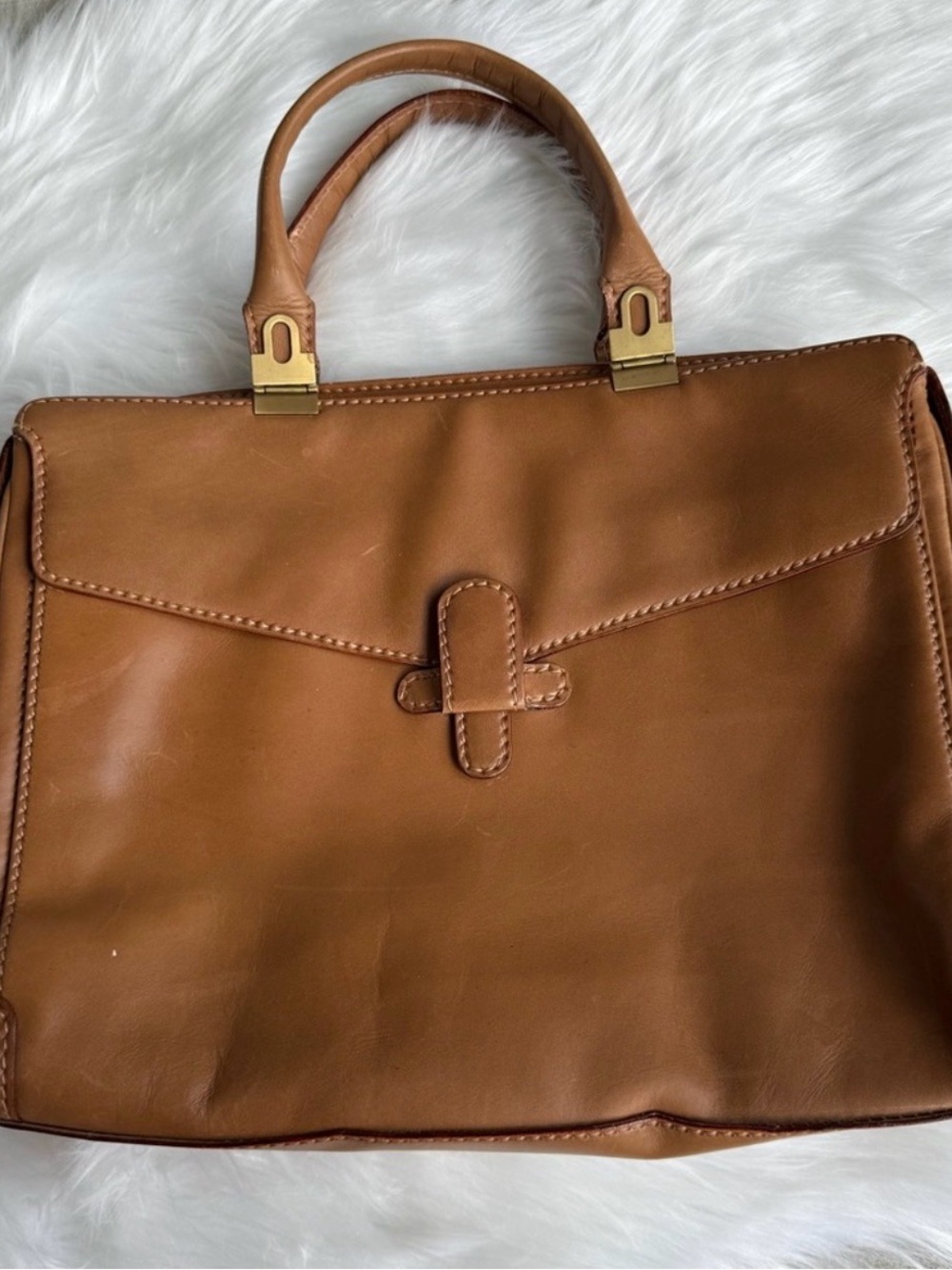 Vintage Hudson Bay The Room Tan Leather Tote Bag Breifcase